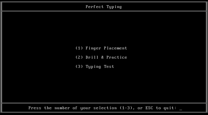 Expert Perfect Typing - Menu
